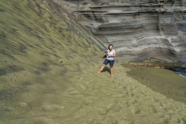 Green sand beach, pas question de remonter par la pente sabloneuse