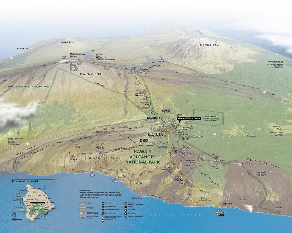 Carte d'ensemble du parc des volcans d'Hawaii