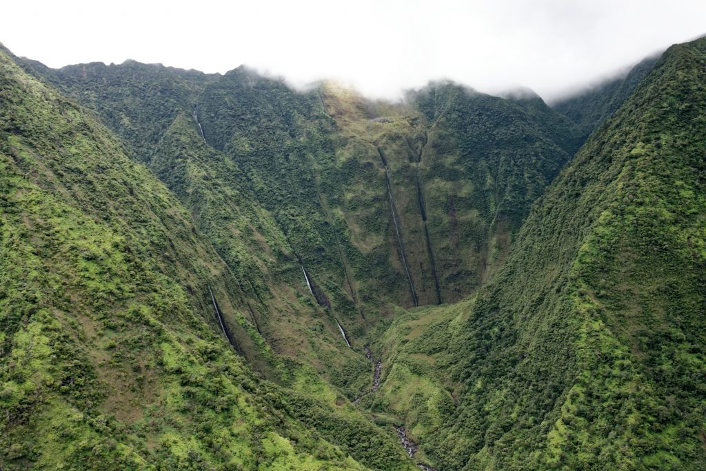 Le fond d'un canyon et ses cascades à Kauai