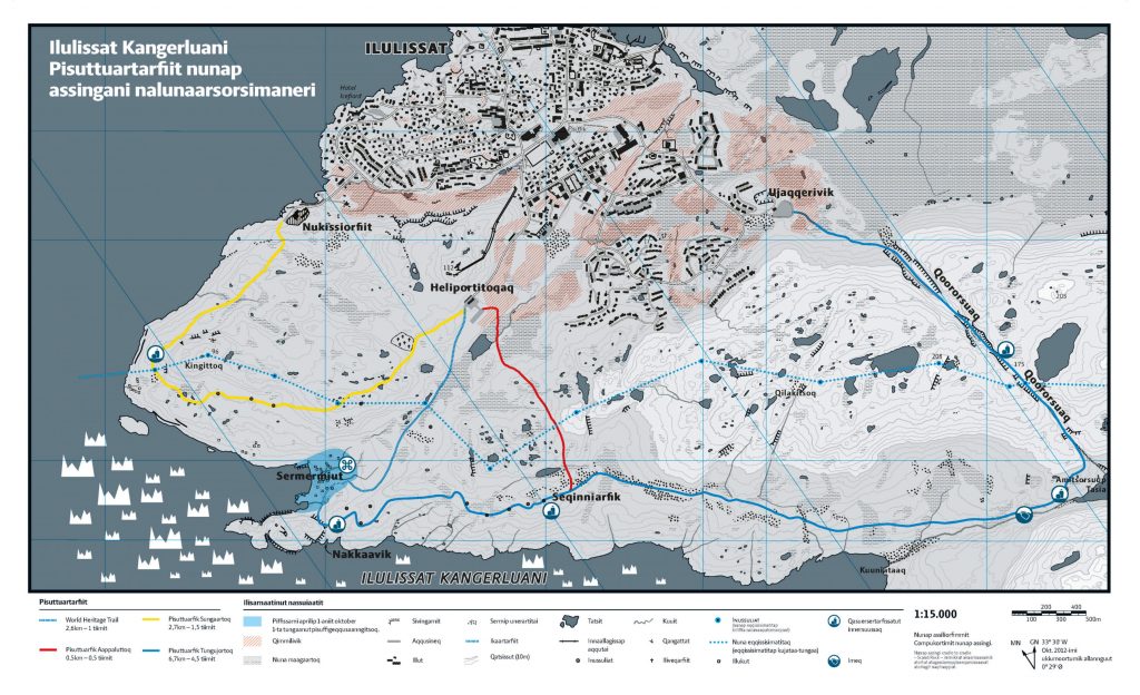 La carte d'Ilulissat et des randonnées